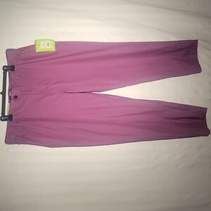 Houston White Pink & Blue Pattern Straight Leg, Elastic Waist Trouser S: XL, NWT